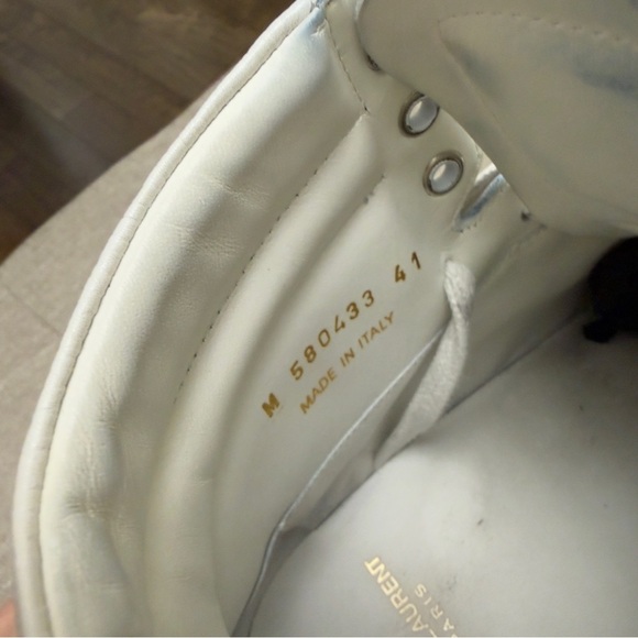 Saint Laurent Men’s SL10H Distressed High Tops with Blue & Red stripe sz 41 - Picture 10 of 14